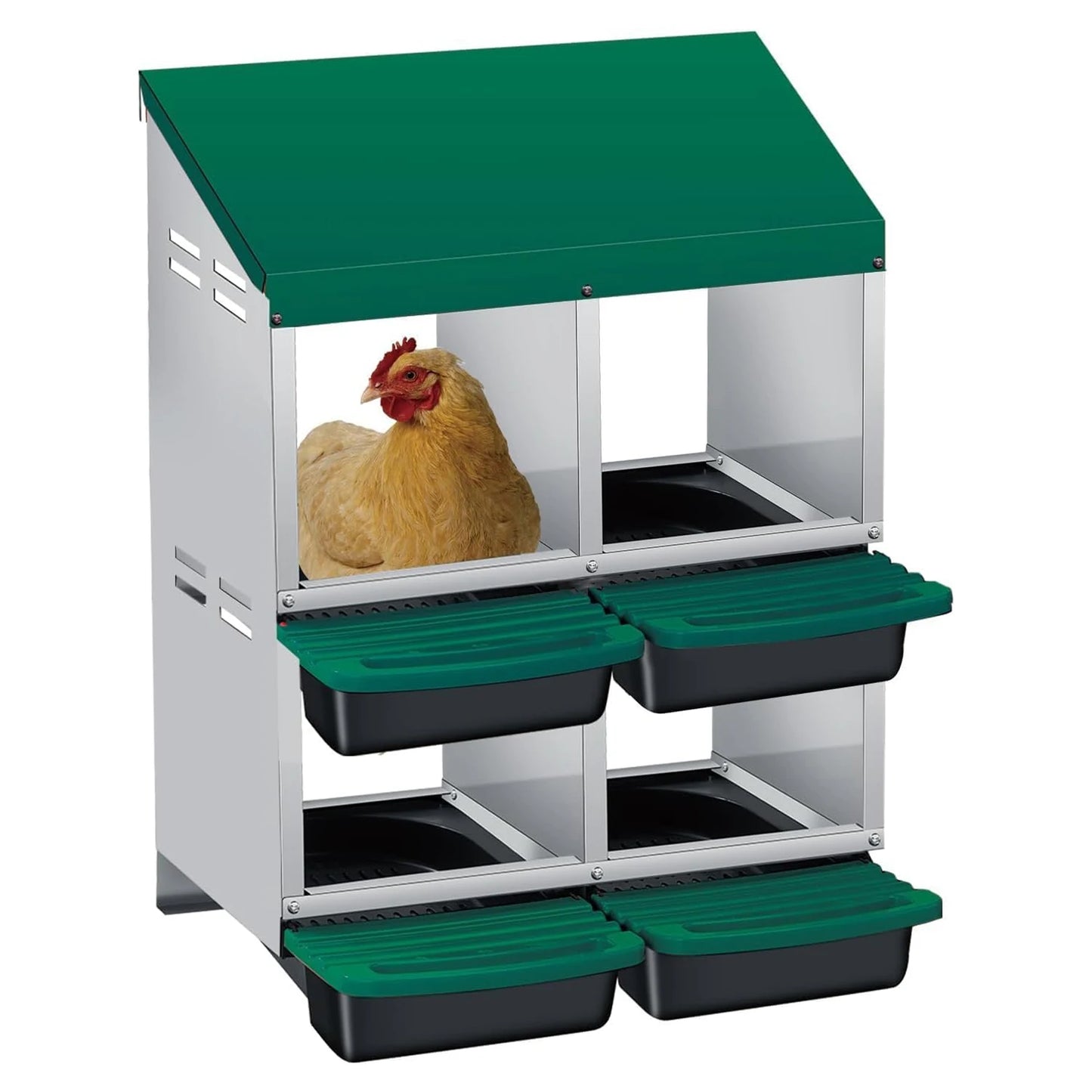 TWISTER.CK Automatic Roll-Out Metal Nesting Box Waterproof Steel Lay Coop