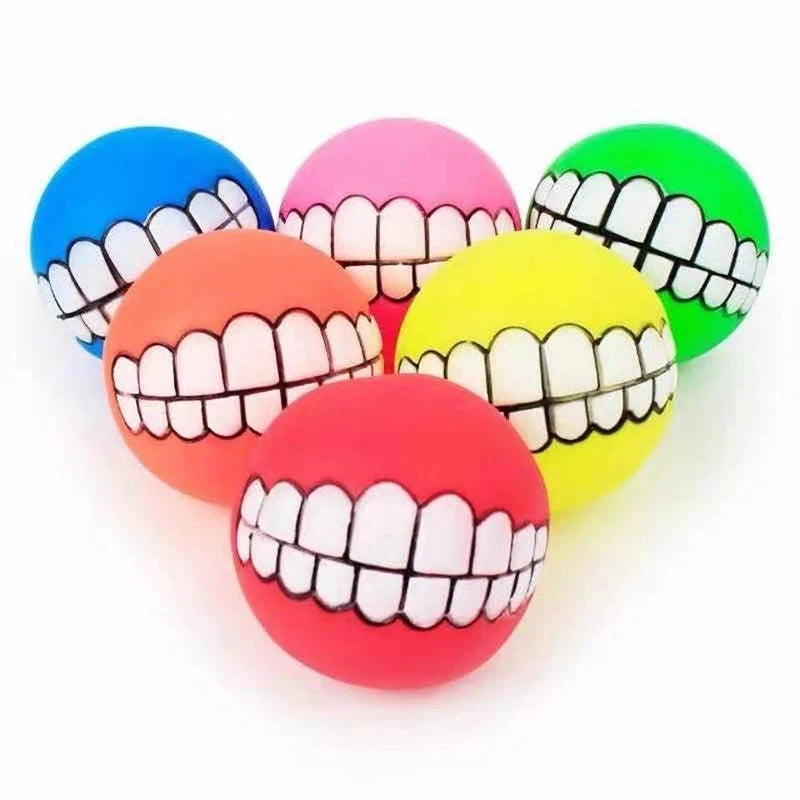 Rubber Dog Chew Toy Squeaky Ball Bite Resistant Training Toy