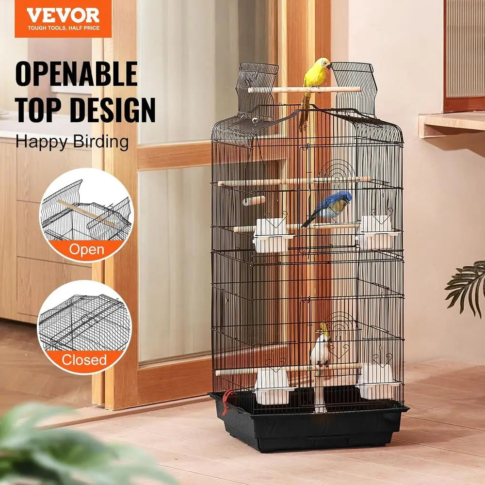 Open Top Bird Cage For Parrots And Small Birds Swing