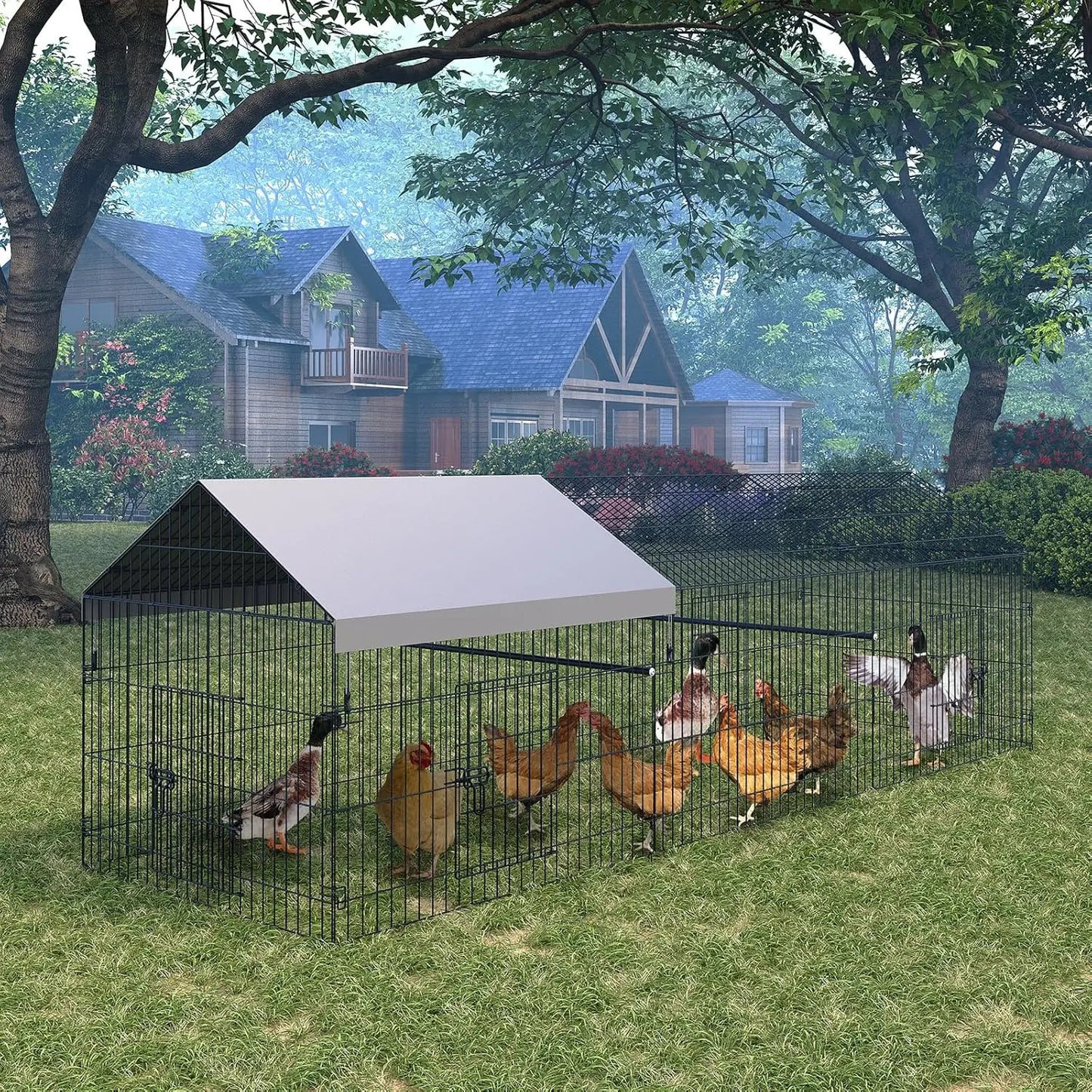 Himiss Heavy Duty Metal Walk-In Chicken Coop Outdoor Poultry Enclosure