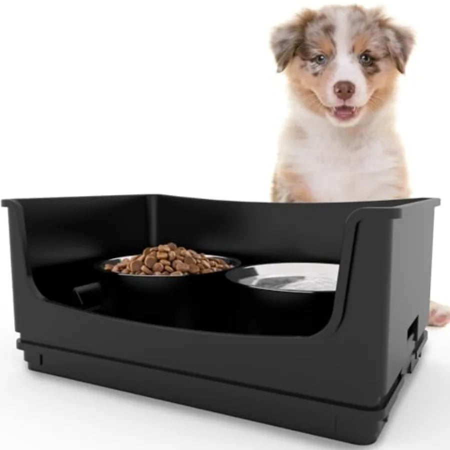 Mess Proof Dog Bowls No Spill Pet Feeder With 2 Stainless Steel Bowls For Dogs