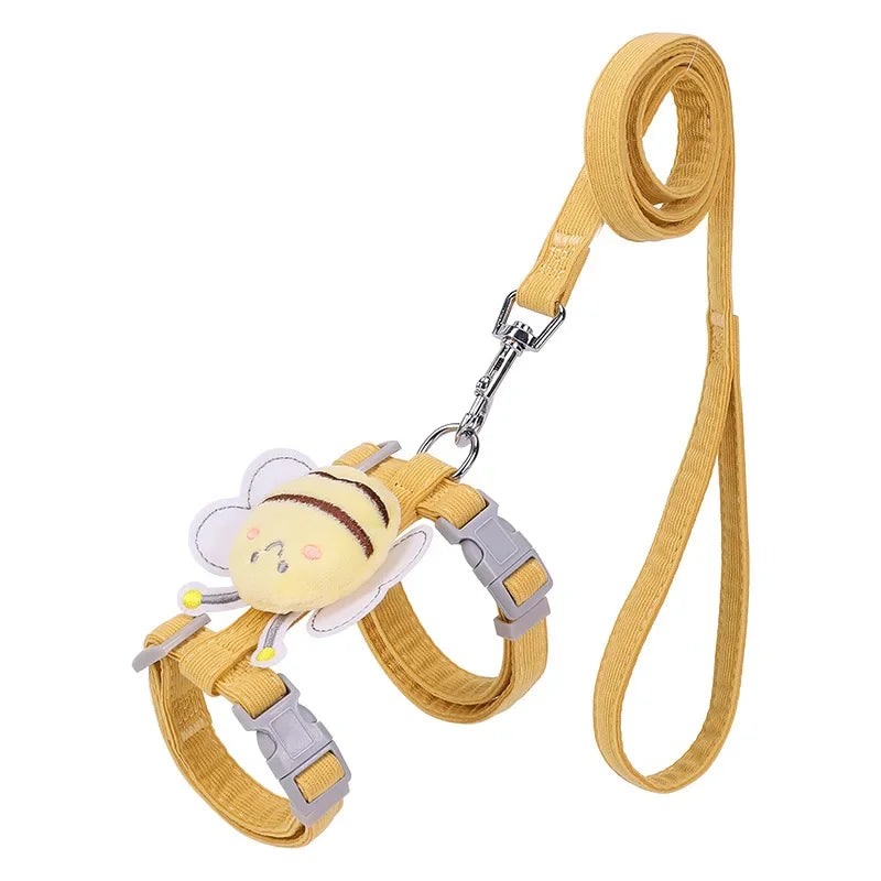 Bee Themed Cat Harness And Leash Set Adjustable Comfort Fit
