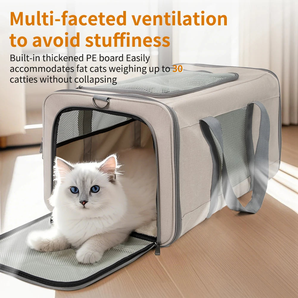 Cat Carrier With Wheels For Two Cats Travel Transport Box