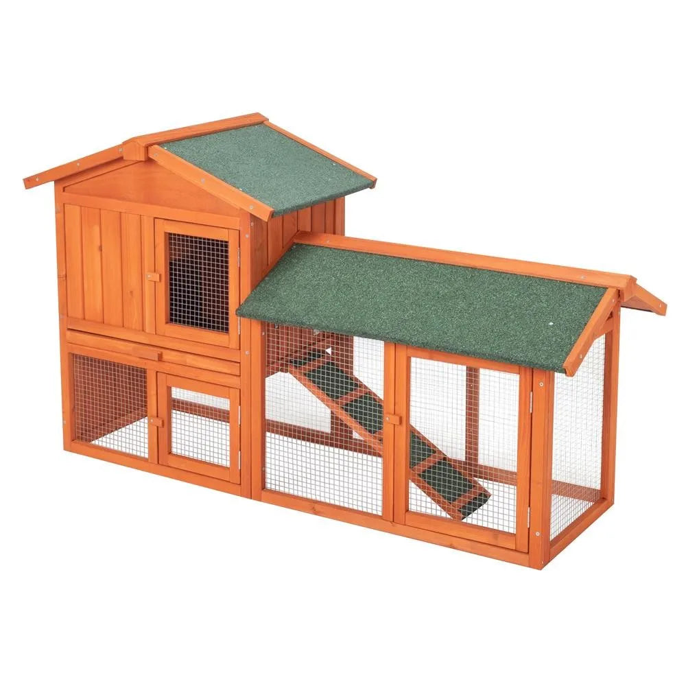 Wooden Chicken Coop and Rabbit Hutch Waterproof Roof