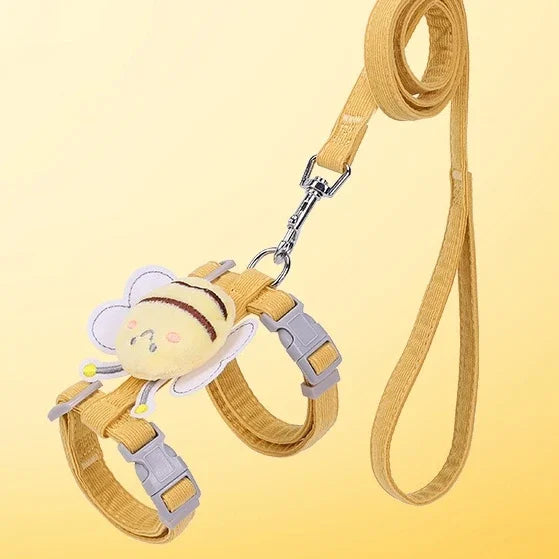 Bee Themed Cat Harness And Leash Set Adjustable Comfort Fit