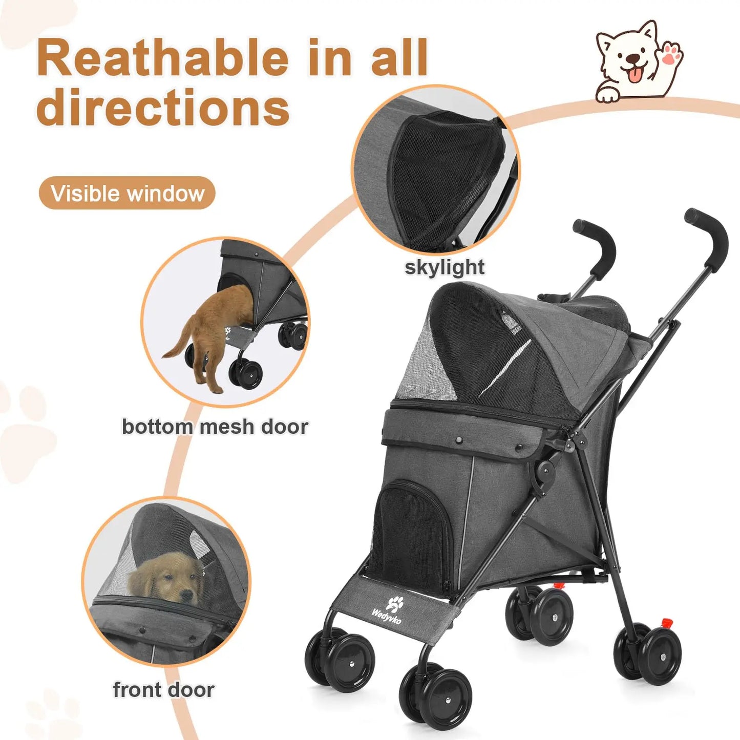 Travel Portable Pet Stroller For Dogs And Cats Everyday Use