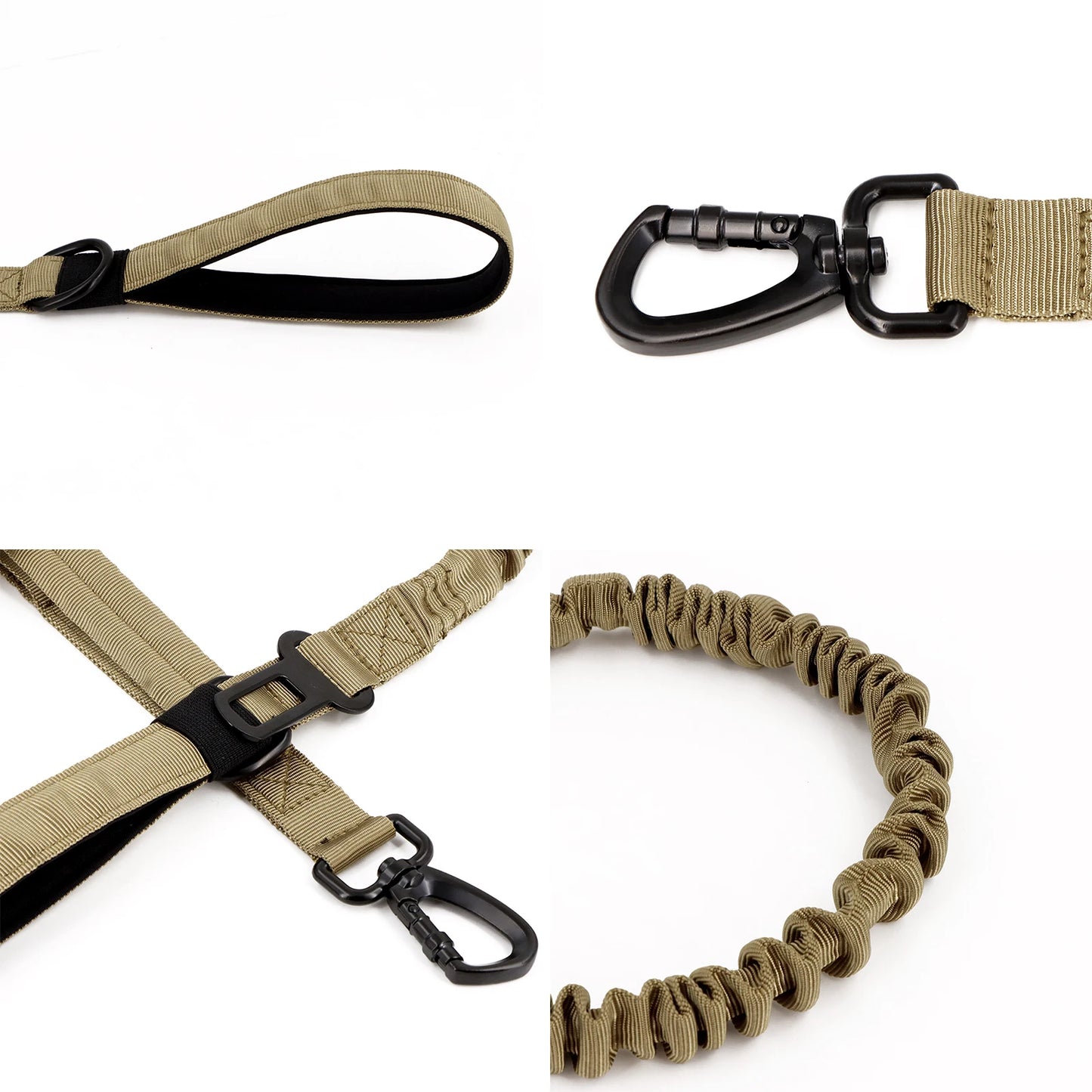PETRAVEL CN Military Dog Leash With Quick Release Elastic Rope