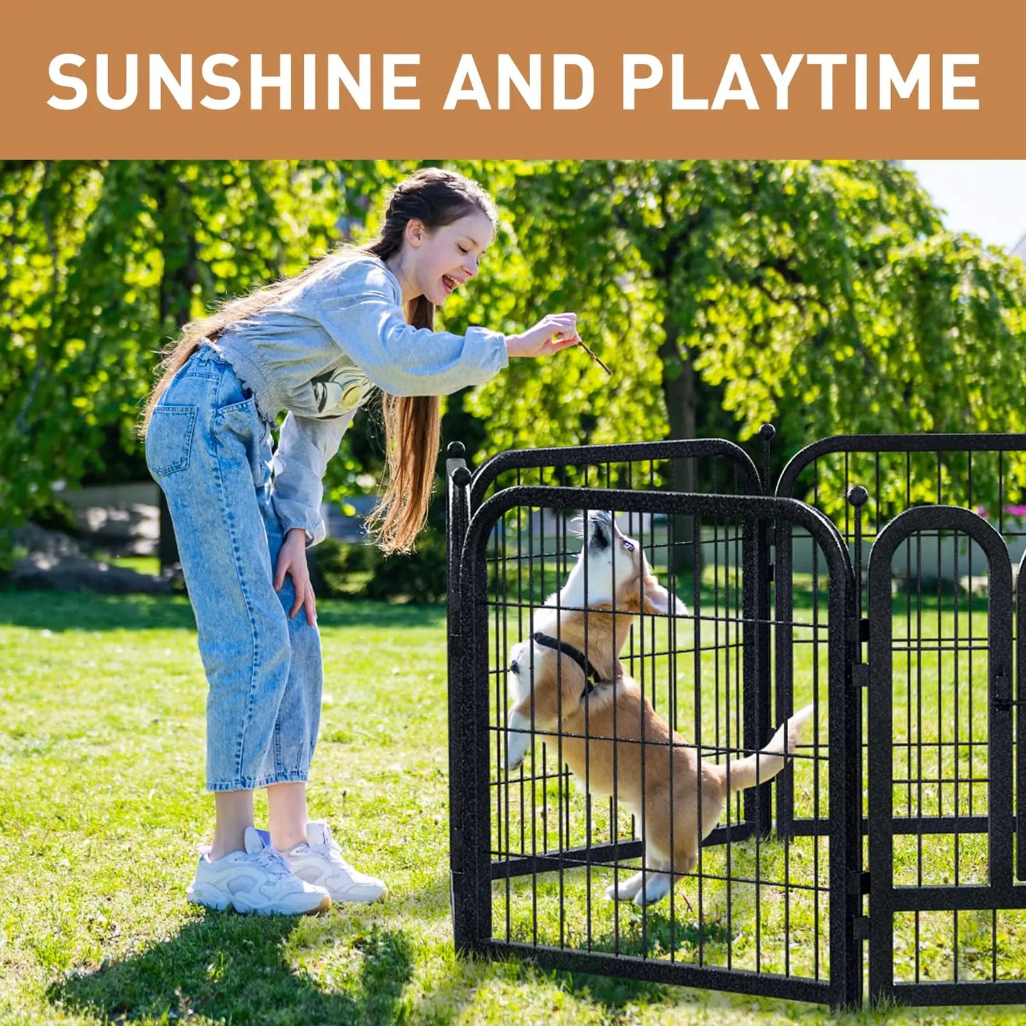Studyset Dog Fence Indoor Outdoor Portable Metal Pet Exercise Pen For RV Camping