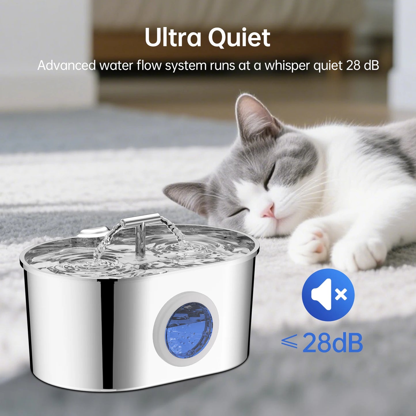 Stainless Steel Pet Water Fountain Ultra Quiet Circulating System