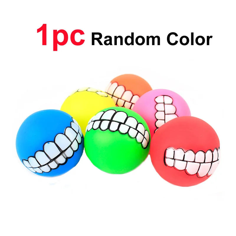 Rubber Dog Chew Toy Squeaky Ball Bite Resistant Training Toy