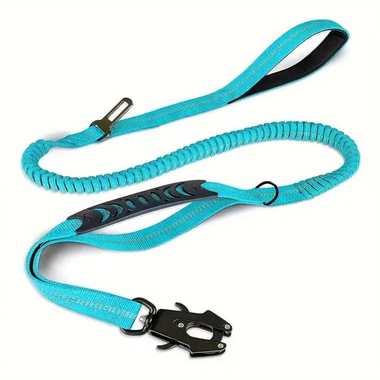 Reflective Shock Absorbing Dog Leash No Pull Car Seatbelt Bungee