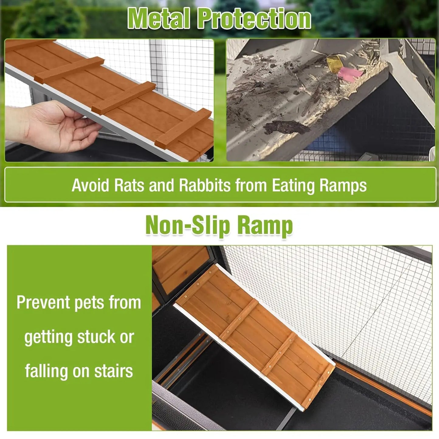 Two Story Rabbit Hutch With Chew Proof Full Metal Frame Indoor Outdoor Cage