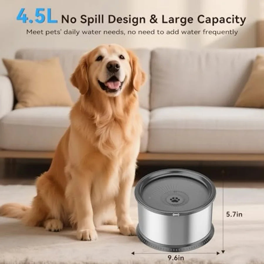 Stainless Steel Dog Water Bowls For Pets No Spill Mat