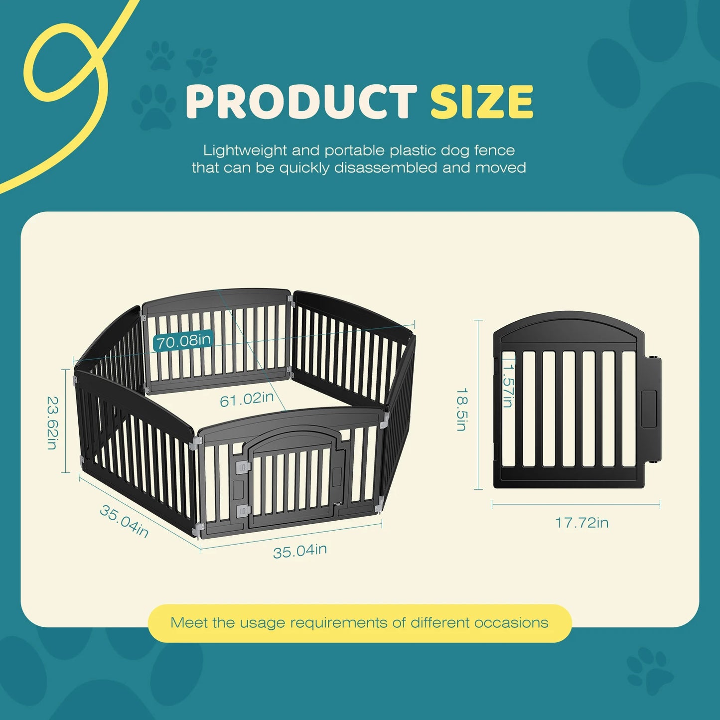 JHK Plastic Dog Playpen 6 Panel Expandable Portable Fence