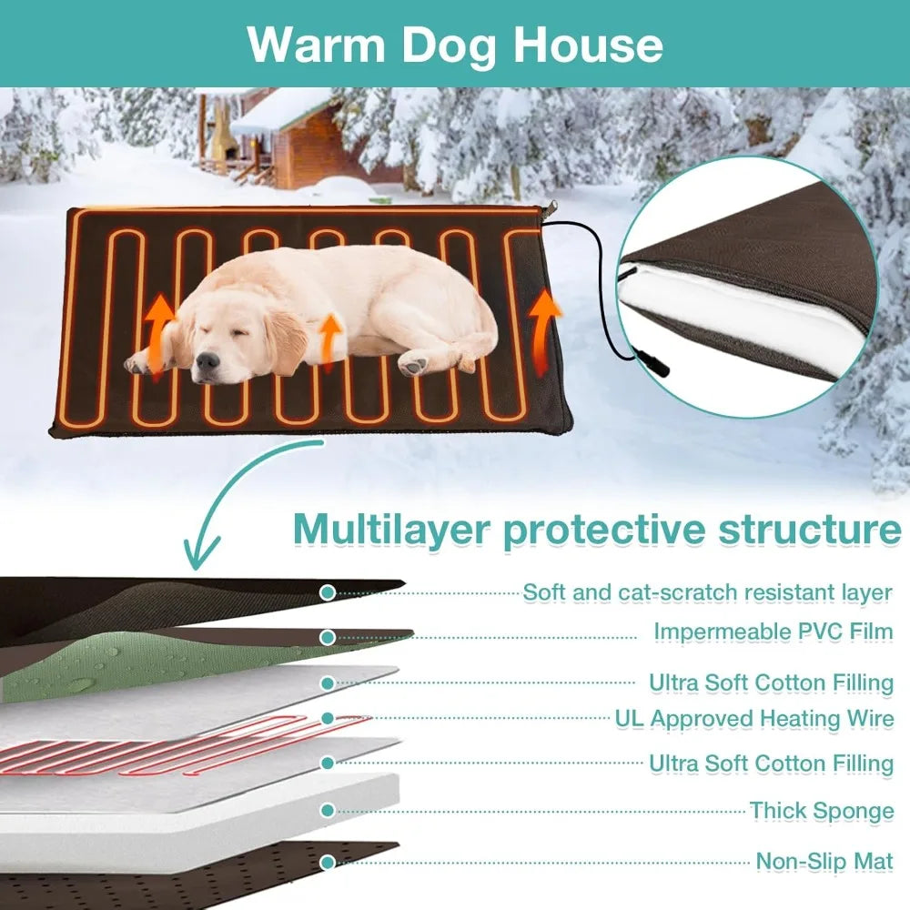 Outdoor Heated Dog House With Anti Chew Frame Insulated Shelter