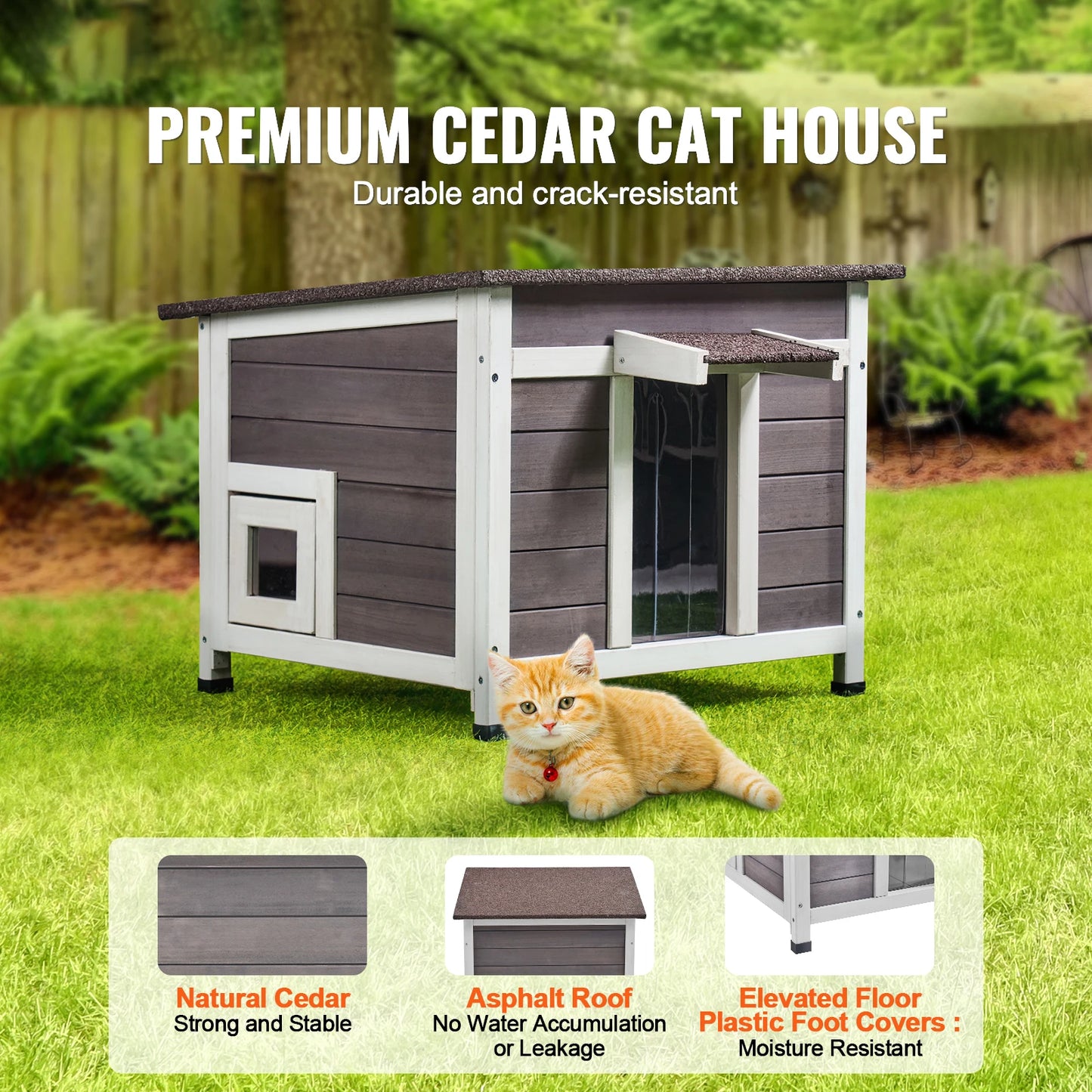 SucceBuy Outdoor Cat House Weatherproof Shelter With All-Round Foam Insulation