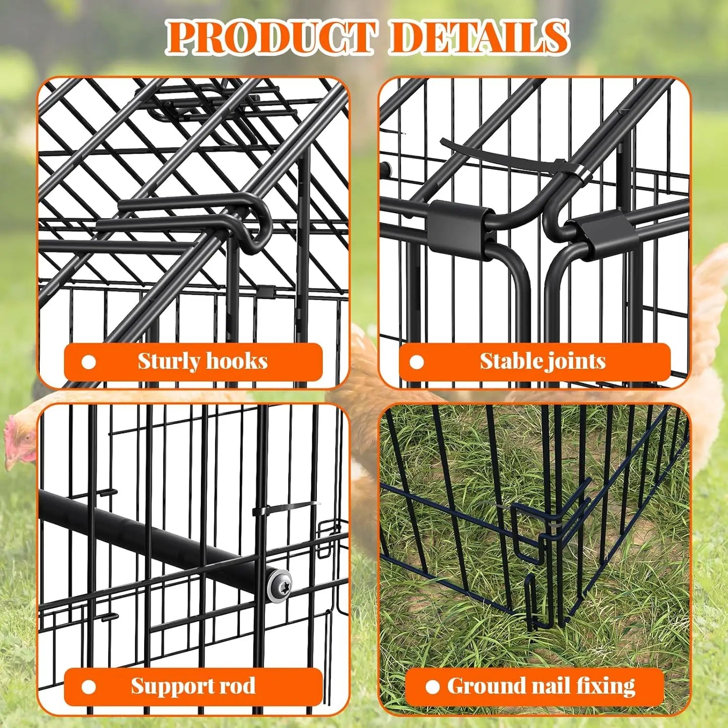 Himiss Heavy Duty Metal Walk-In Chicken Coop Outdoor Poultry Enclosure