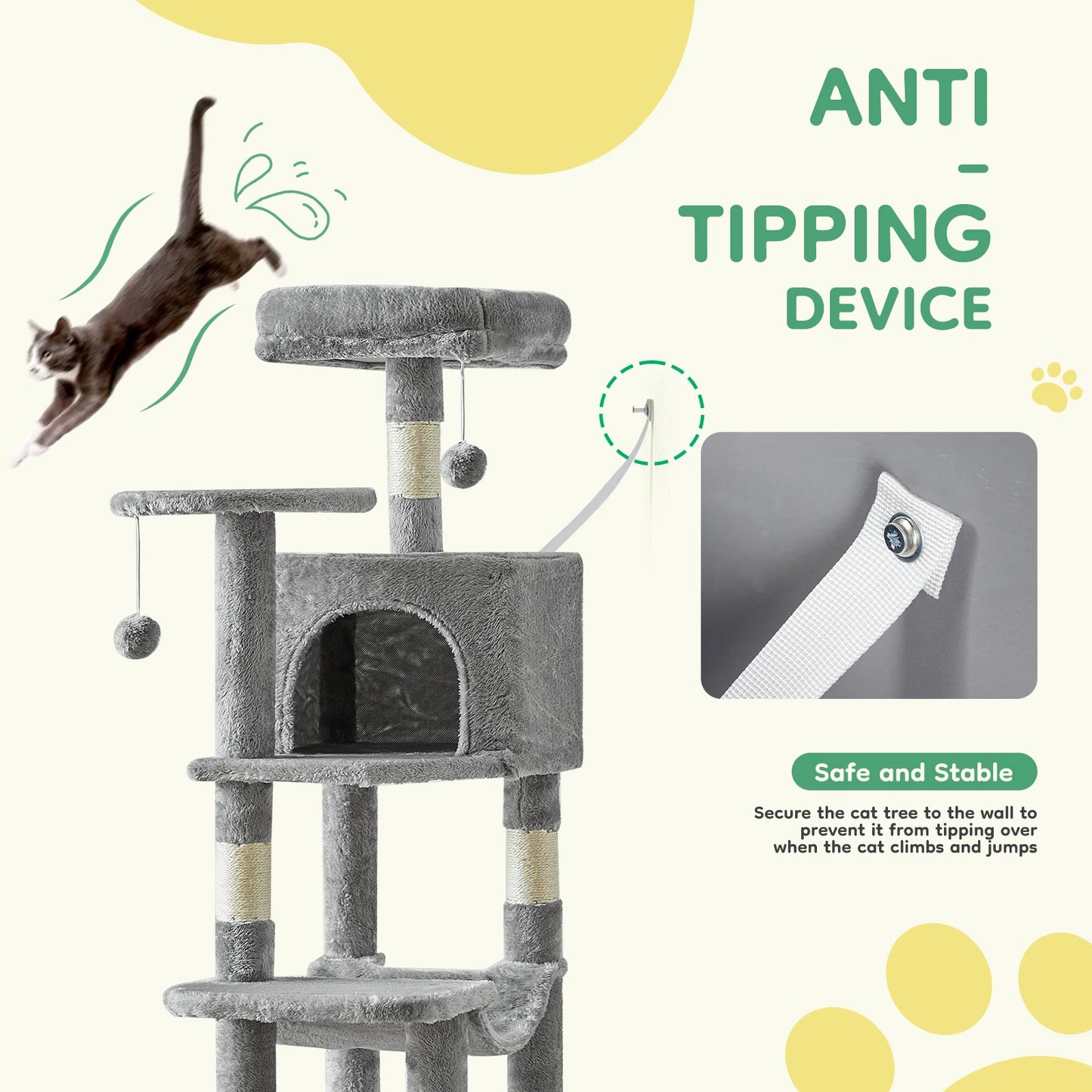 JHK Cat Tree Multi Cat Climbing Tower Scratching Posts