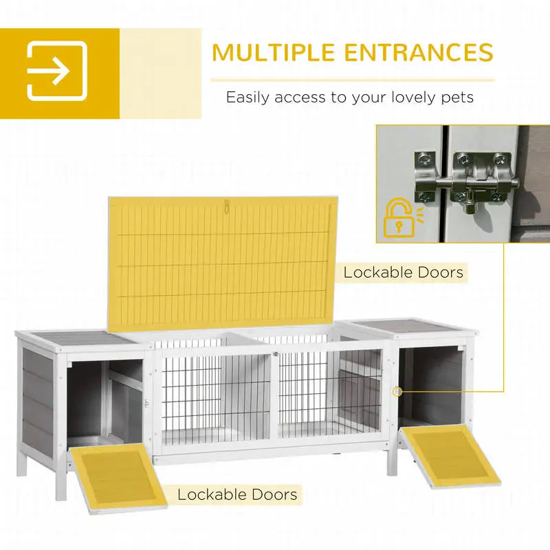 Rabbit Hutch And Guinea Pig House With Pull Out Tray And Divider Indoor