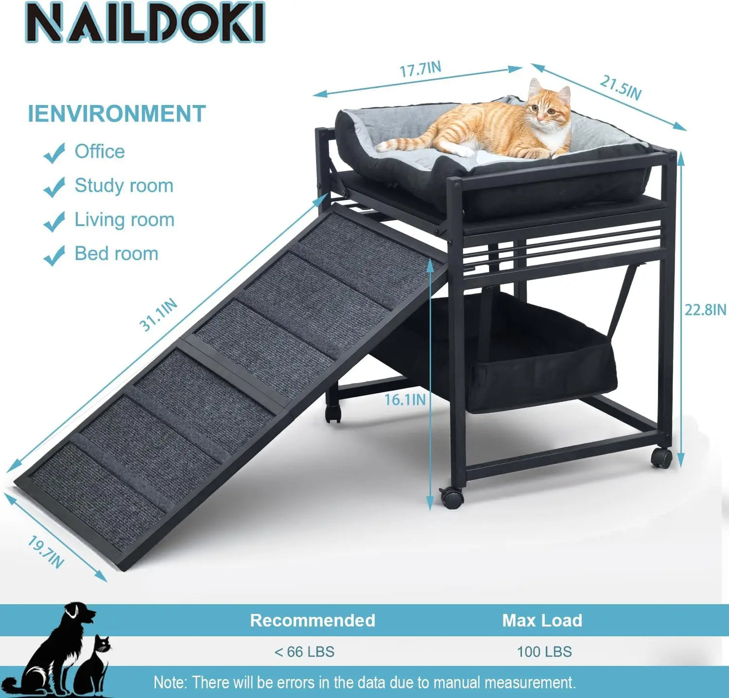Movable Pet Stairs Ramp With Seat And Folding Steps