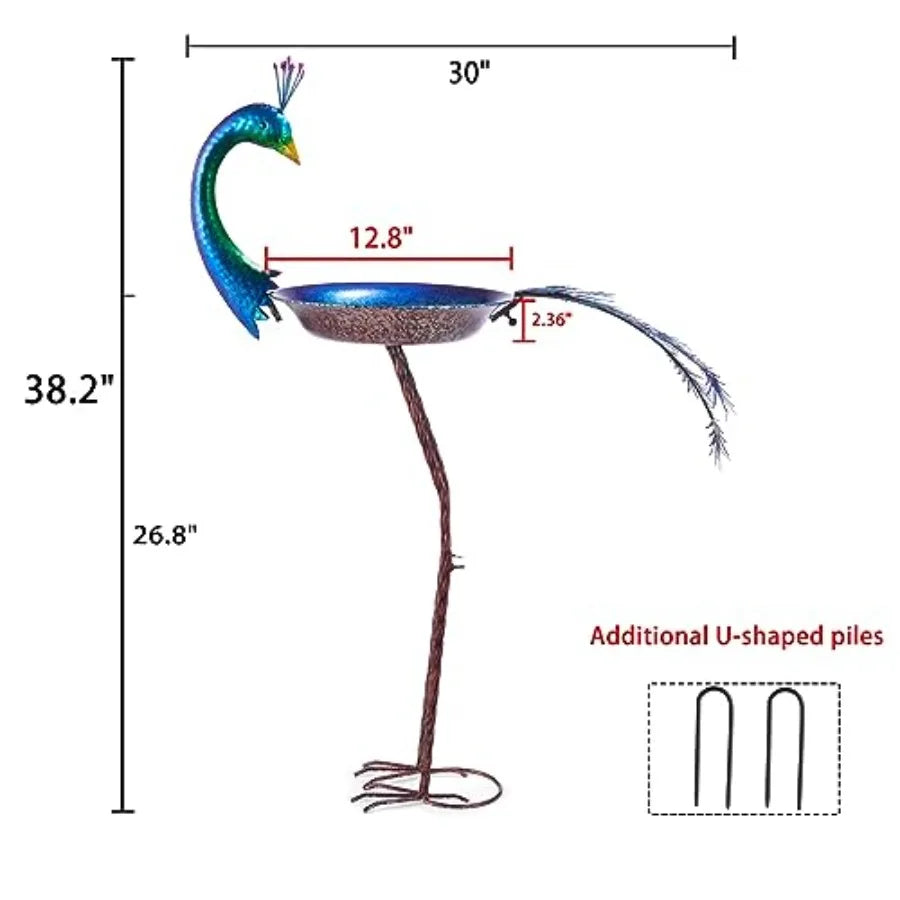 Peacock Bird Bath for Outdoor Garden and Lawn Decor