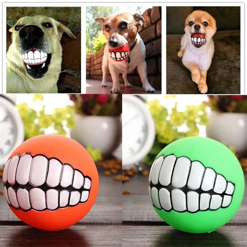 Rubber Dog Chew Toy Squeaky Ball Bite Resistant Training Toy