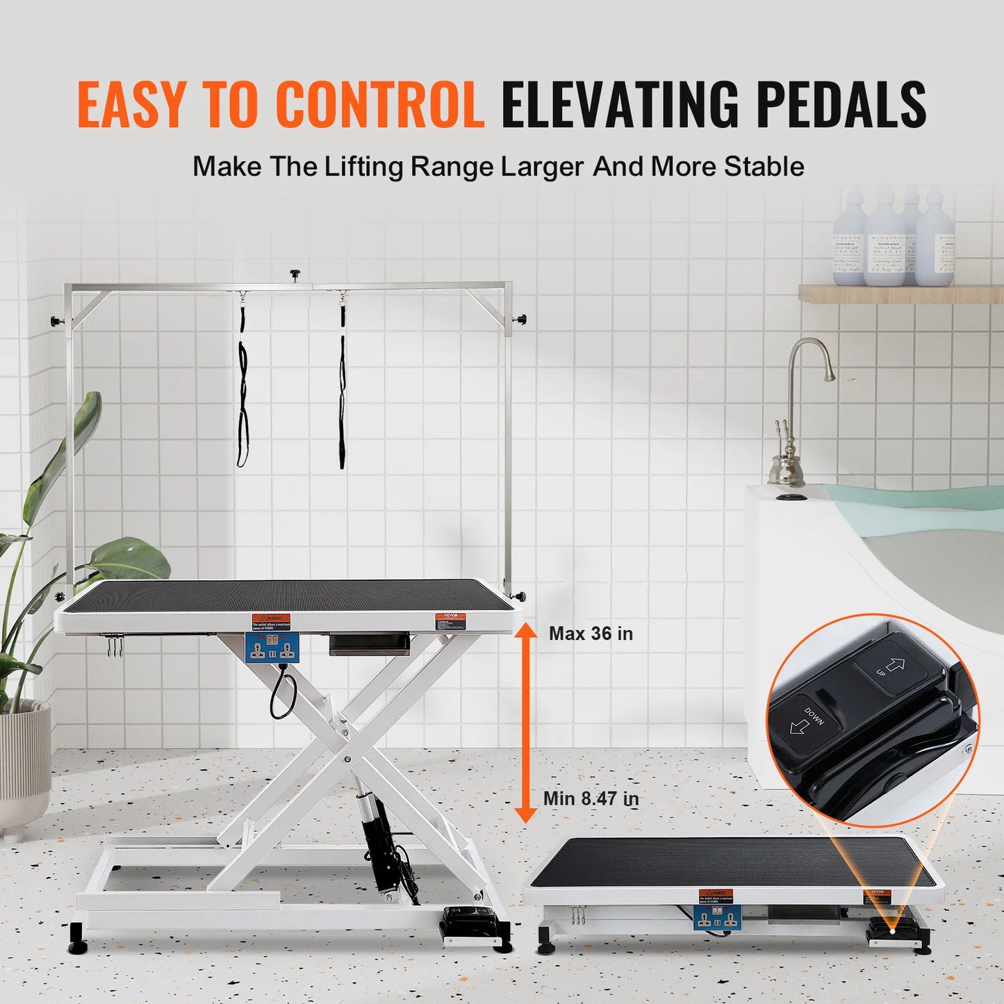 SucceBuy Electric Pet Grooming Table With Adjustable Height Tabletop