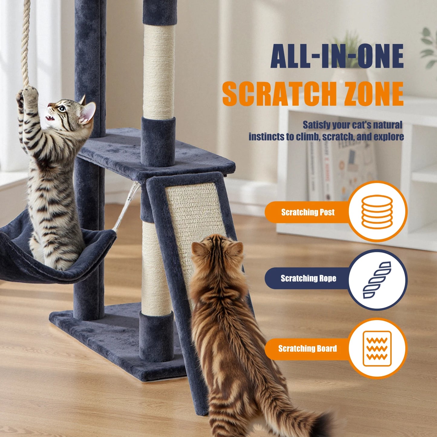 JHK Cat Tree Tall Climbing Tower Premium for Indoor Cats