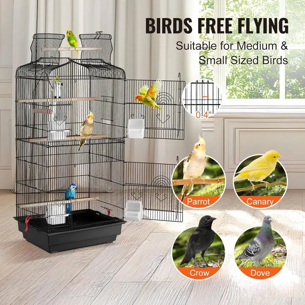 Open Top Bird Cage For Parrots And Small Birds Swing