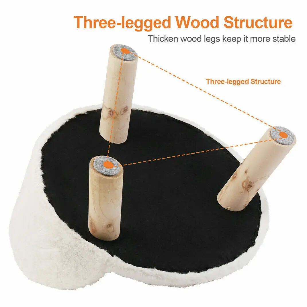 Soft Dog or Cat Bed With Plush Fabric Cushion And Wooden Legs