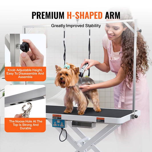 SucceBuy Electric Pet Grooming Table With Adjustable Height Tabletop