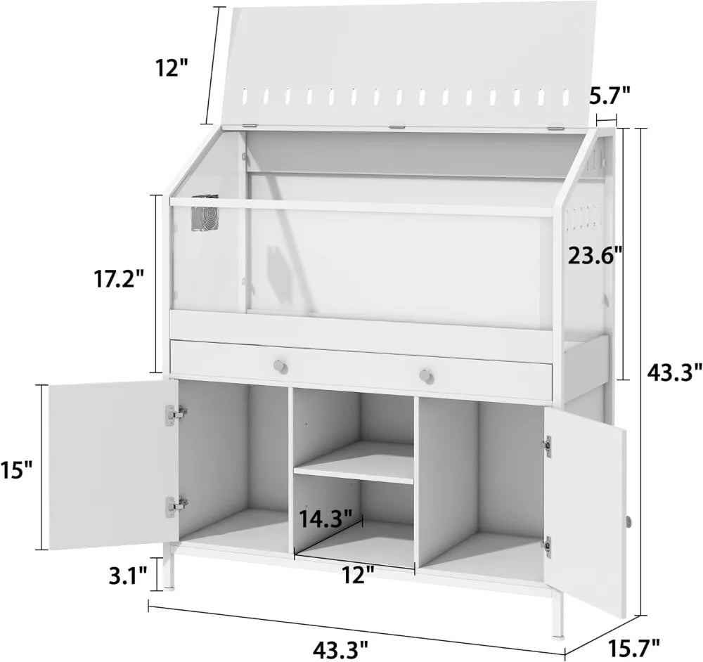 Hamster Cage With LED Lights And Storage Cabinet For Pets
