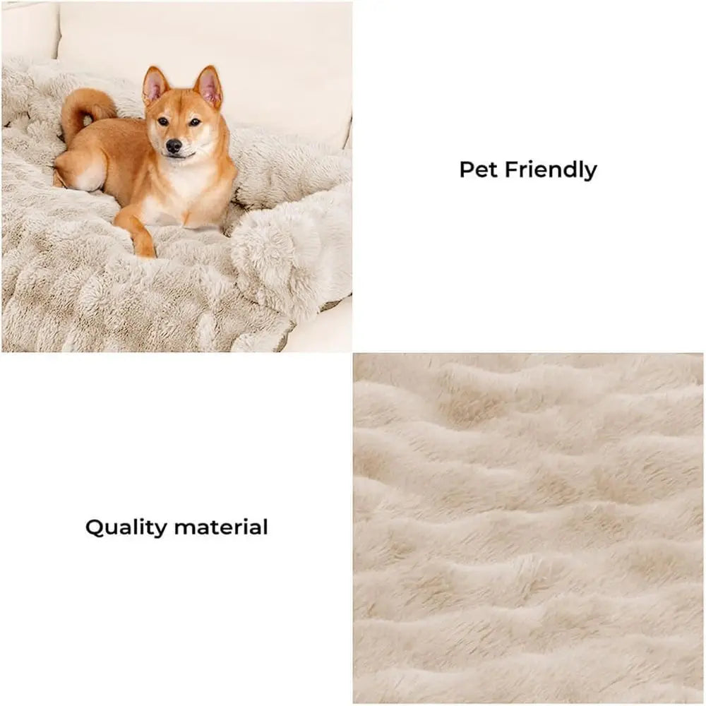 Plush Calming Dog Bed Sofa Protector Washable Pet Mat