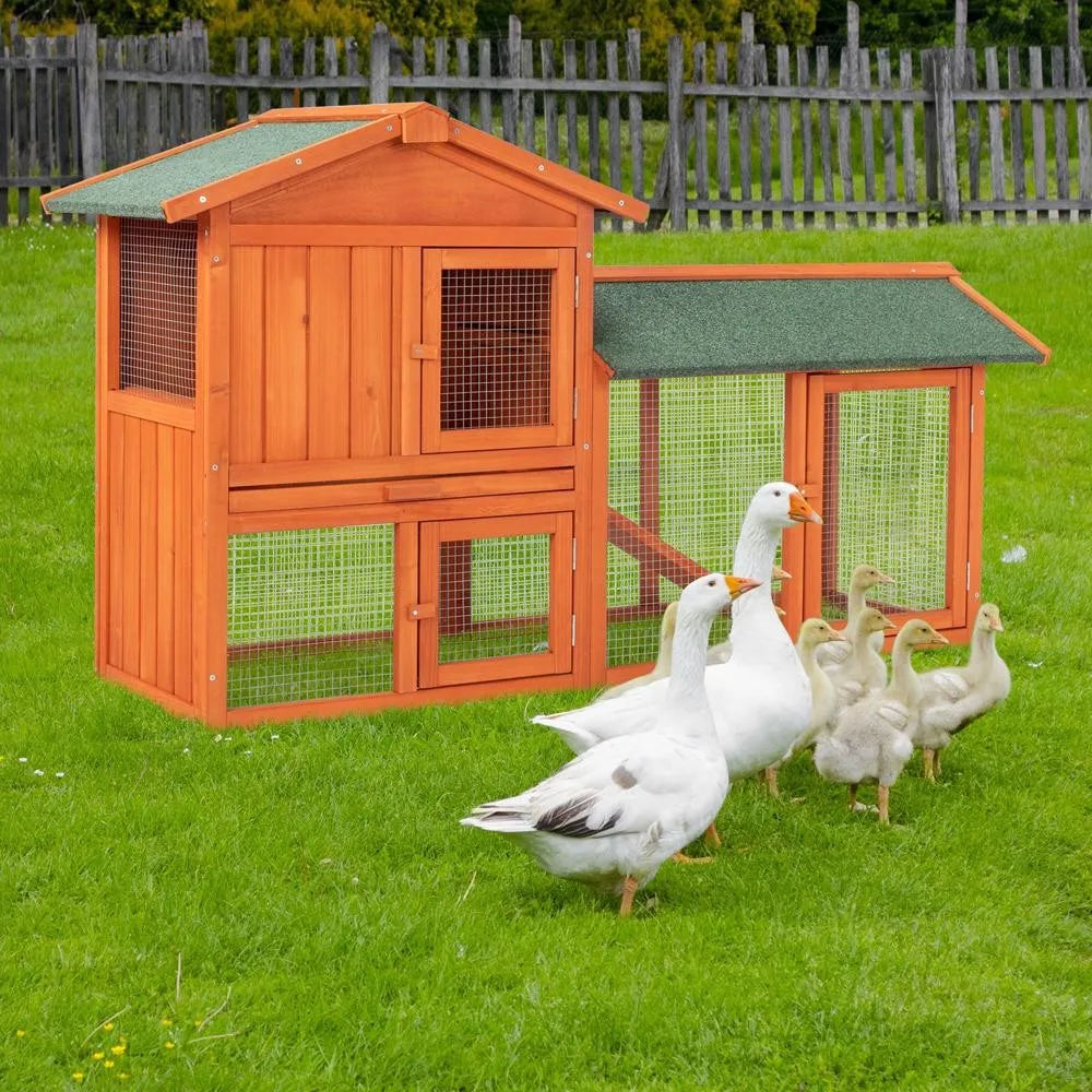 Wooden Chicken Coop and Rabbit Hutch Waterproof Roof