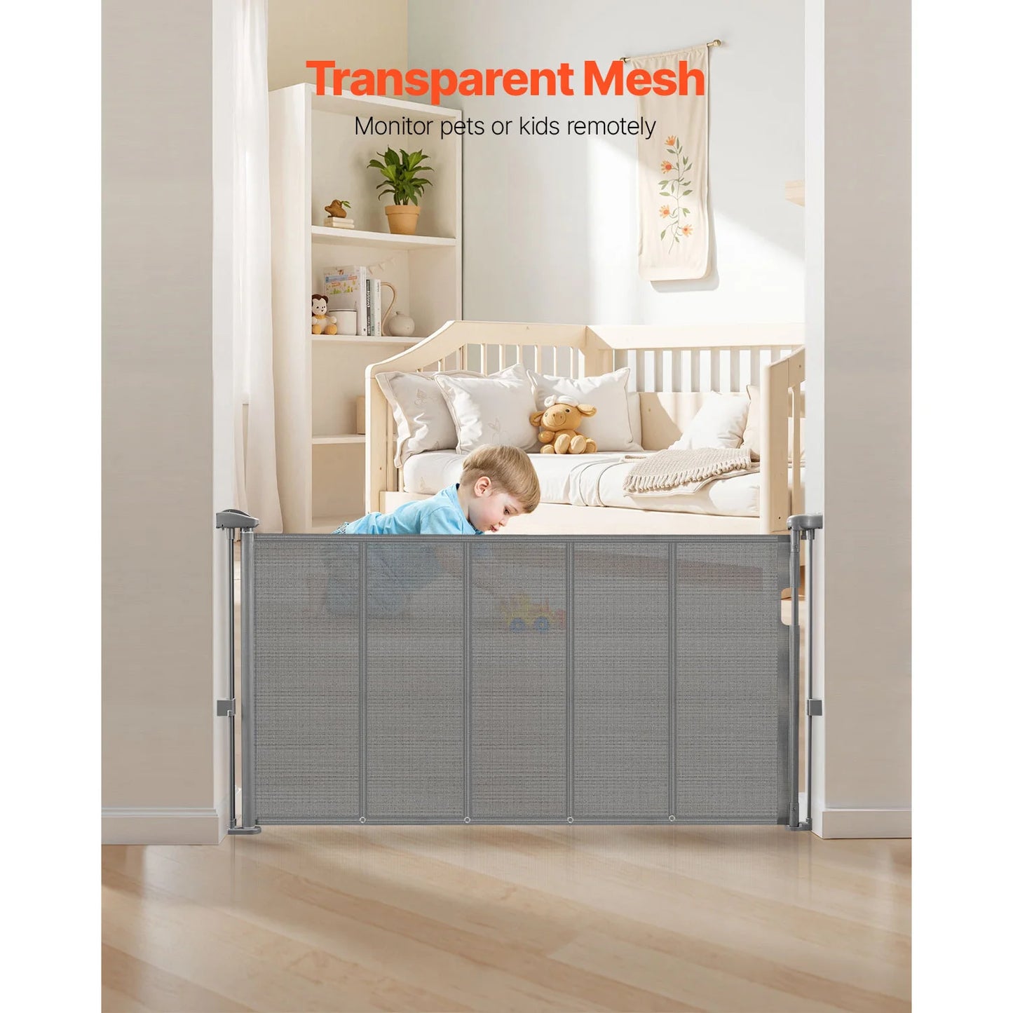 SucceBuy Retractable Baby Gate For Kids And Pets Mesh Barrier