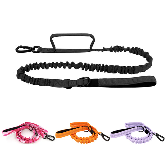 Military Dog Leash With Quick Release Elastic Rope Dual Handles