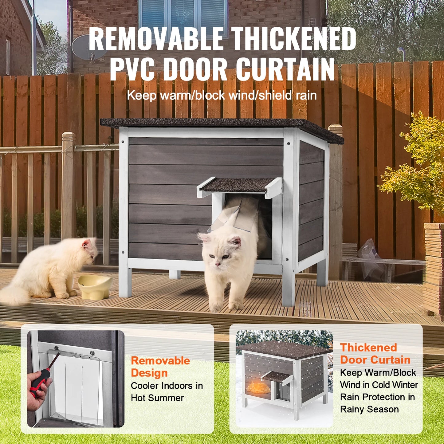 SucceBuy Outdoor Cat House Weatherproof Shelter With All-Round Foam Insulation