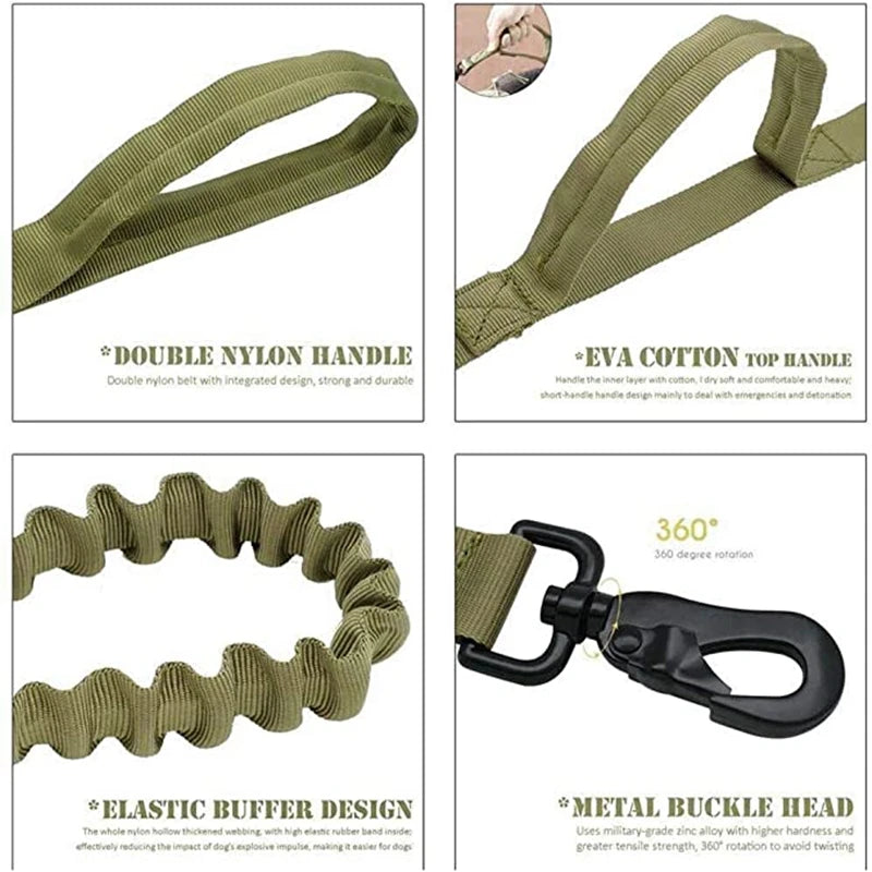 COOYOMOO Durable Tactical Dog Collar Leash Set Adjustable Military