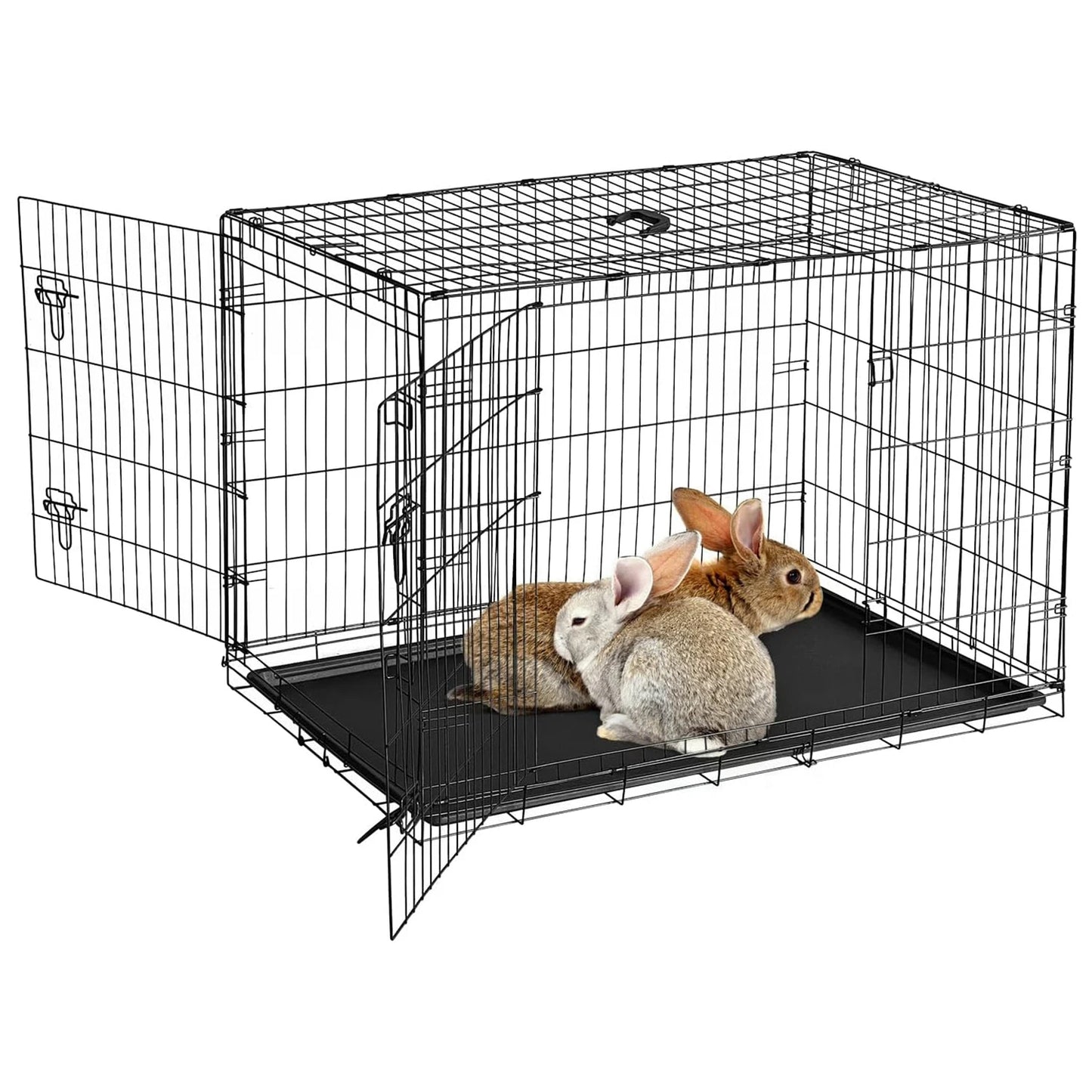 HiMISS Portable Folding Rabbit Cage With Slide Out Tray