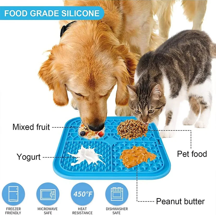 Dog Cat Slow Feeder Mat With Spatula Silicone Suction Cup