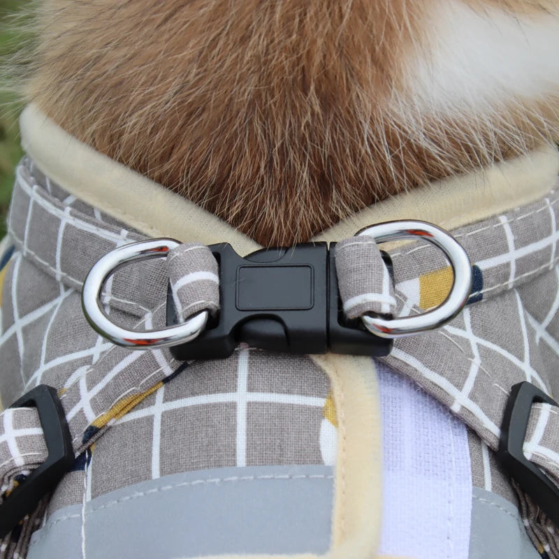 Nylon Puppy Harness Vest With Leash Reflective Breathable Pet Harness