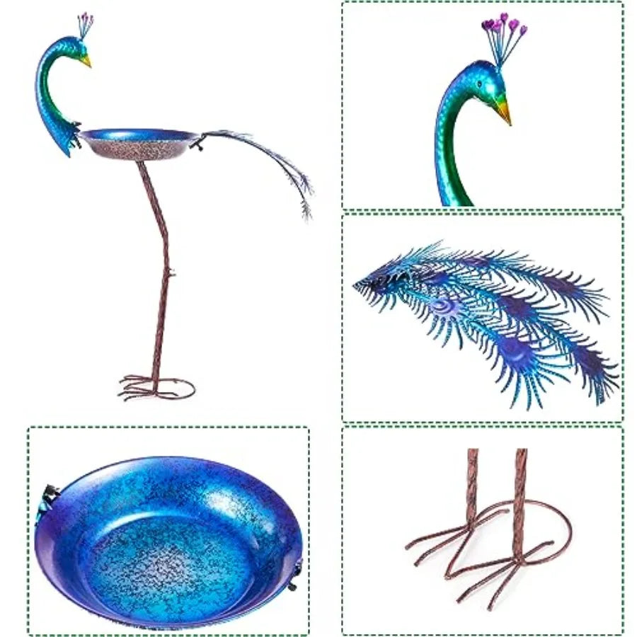 Peacock Bird Bath for Outdoor Garden and Lawn Decor