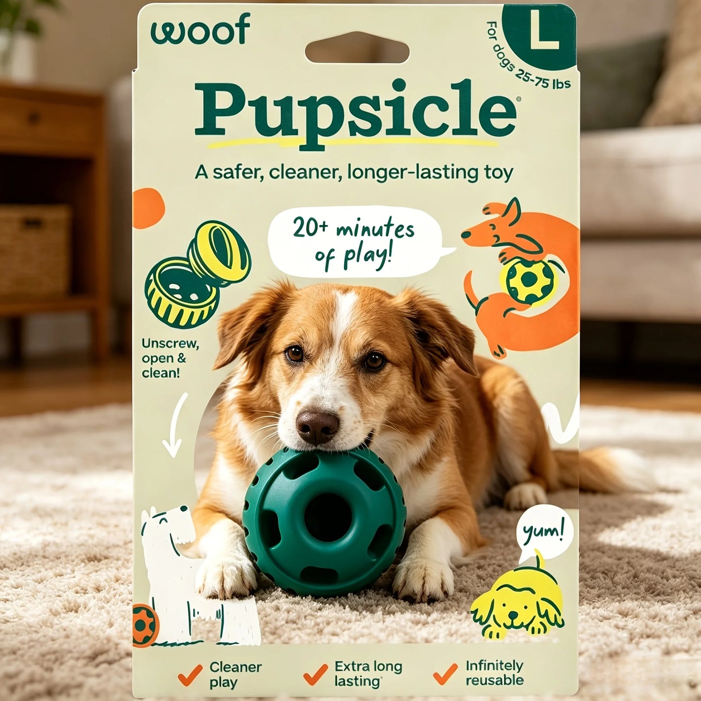Pupsicle Interactive Dog Chew Toys With Weighted Base Snack Box