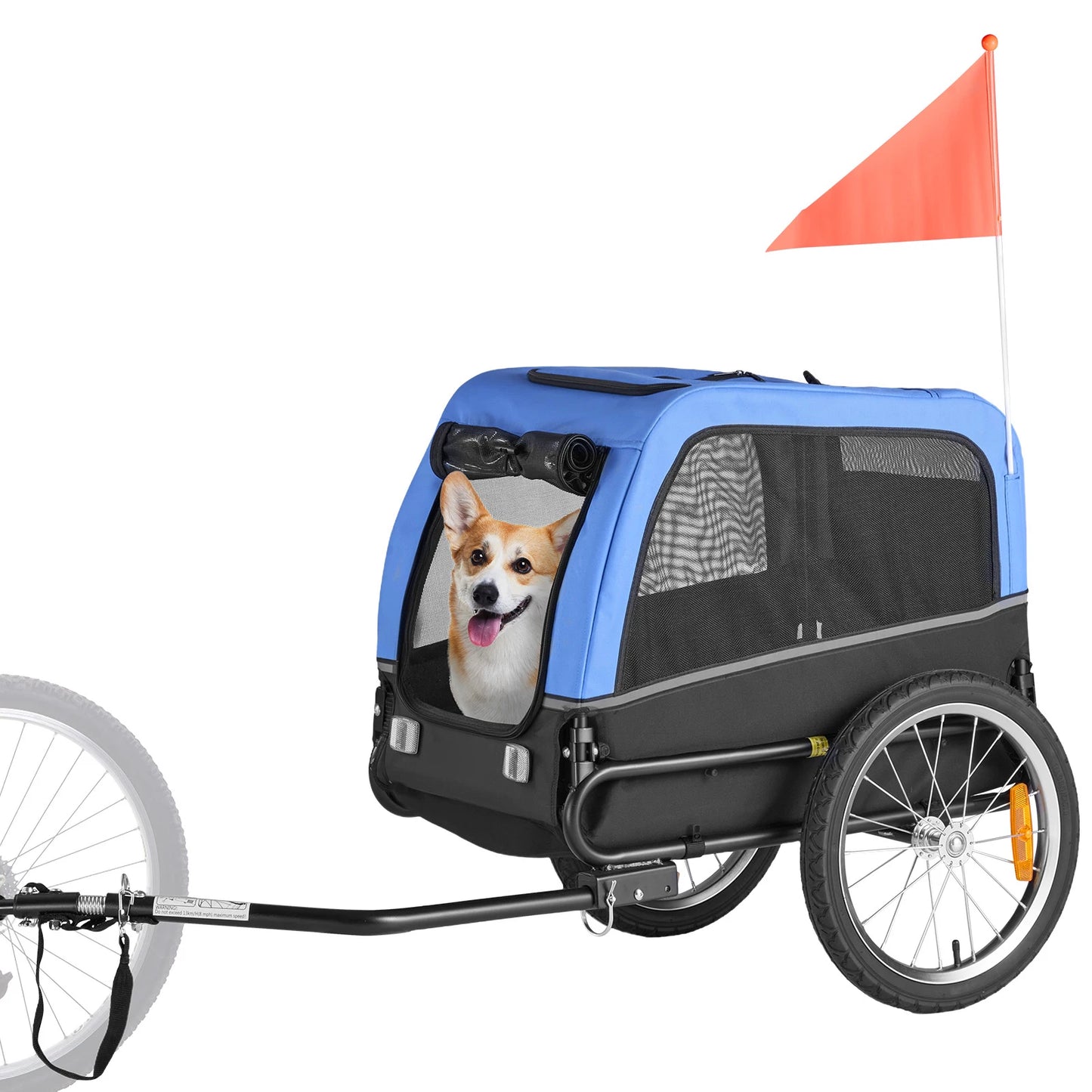 Dog Bike Trailer With Quick Release Wheel And Safety Flag