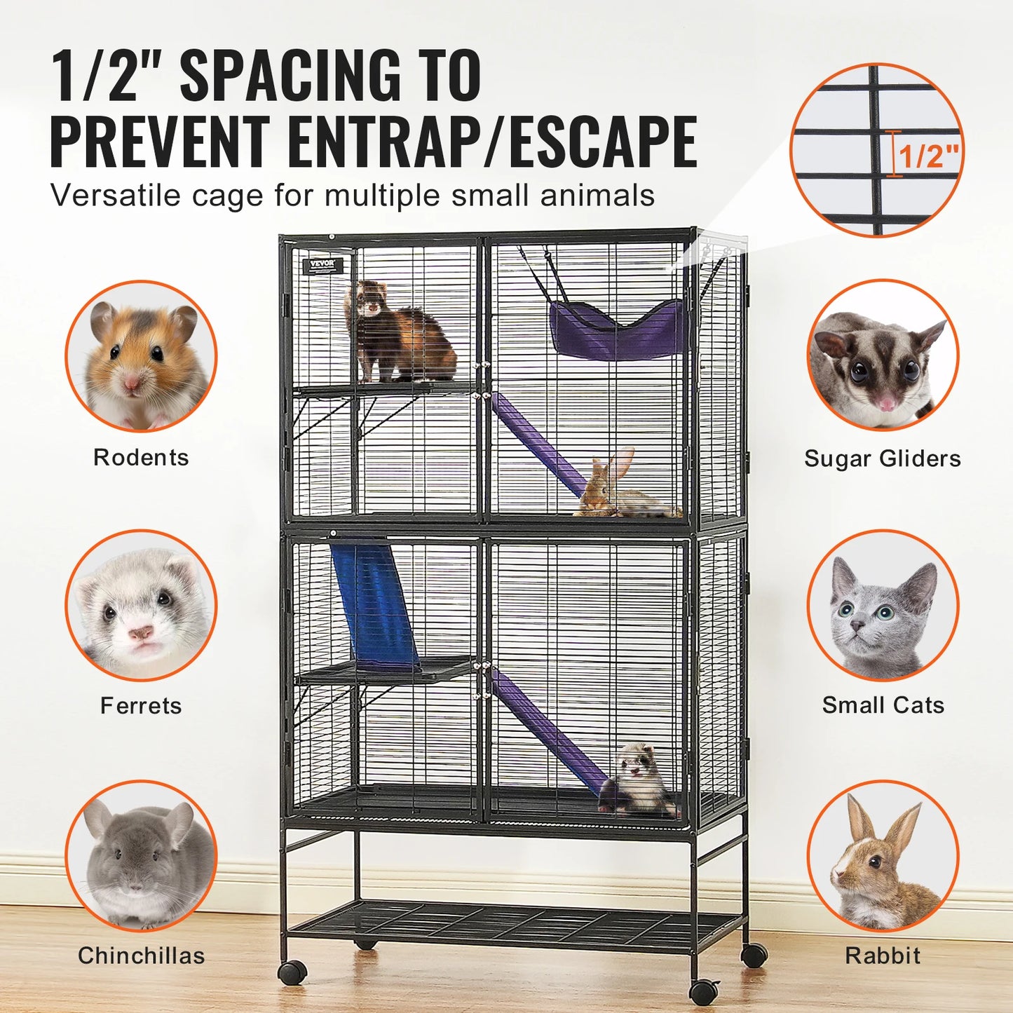 SucceBuy Rolling Metal Ferret Cage 4 Tier Critter Nation Small Animals