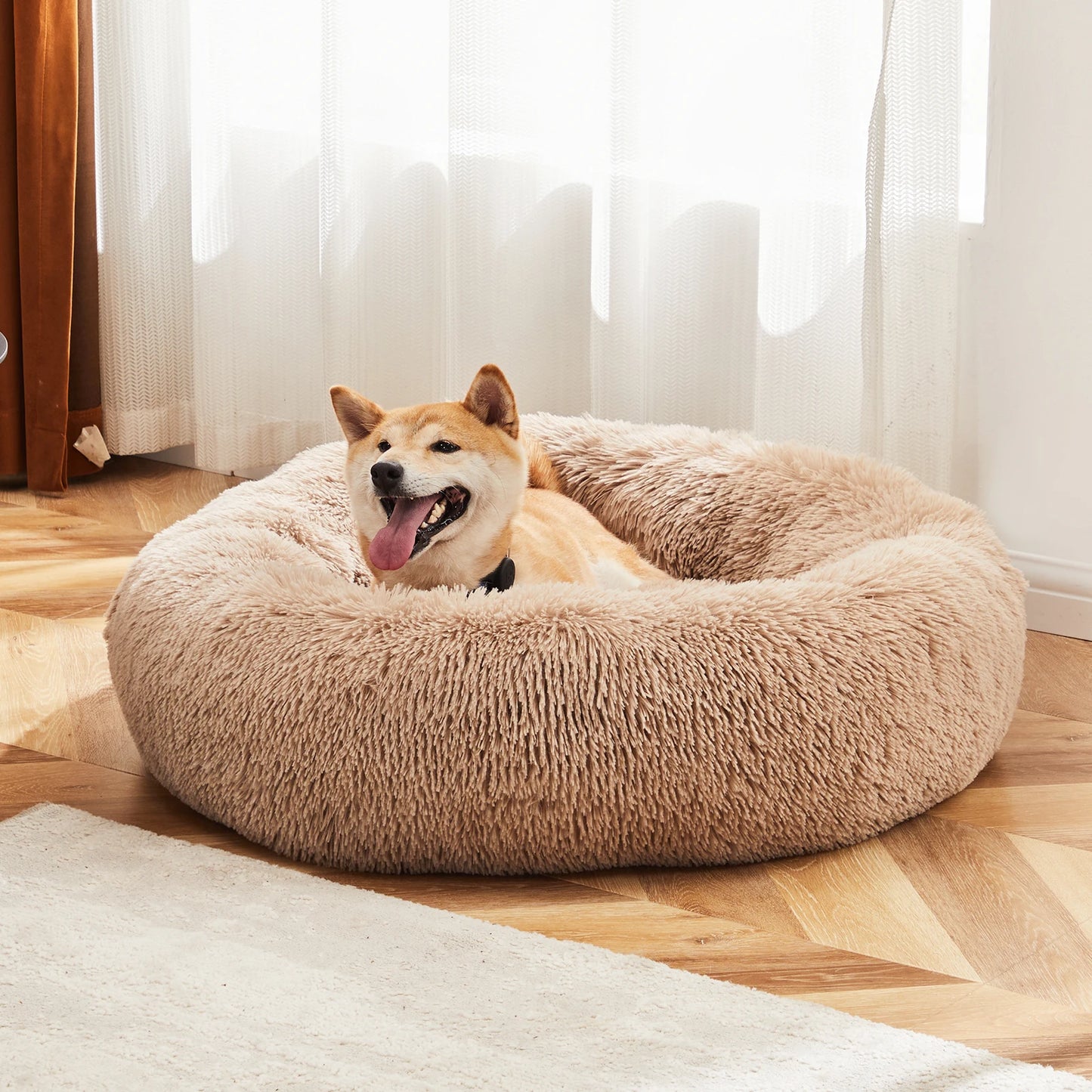JHK Calming Dog Bed Washable Plush Faux Fur Non Slip