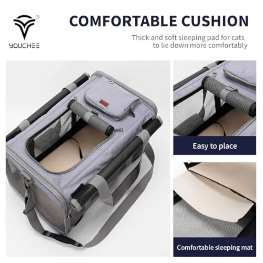 Soft Sided Collapsible Pet Carrier For Cats And Dogs