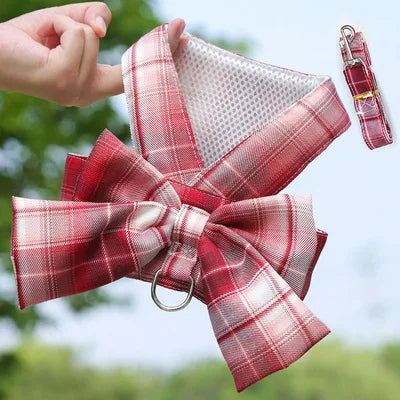 Cute No Pull Dog Harness Set With Leash And Bowtie