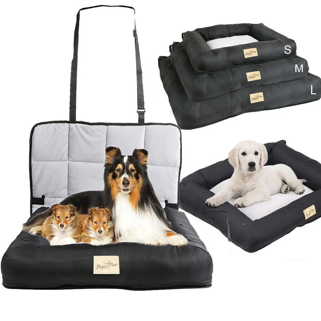 BINGOPAW Dog Car Seat Bed Waterproof Cushion With Removable Cover
