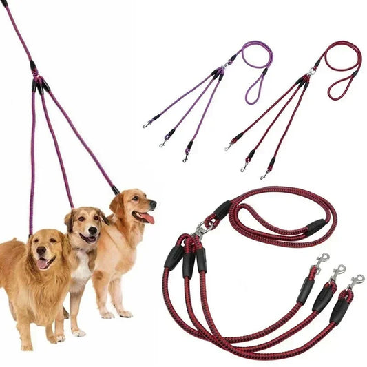 Nylon 3 Way NoTangle Dog Walking Leash With Padded Handle